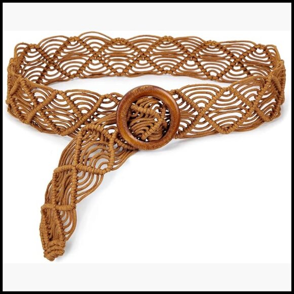 Hand Woven Wax Rope Braid Waist Belt Bohemian Style main image 6